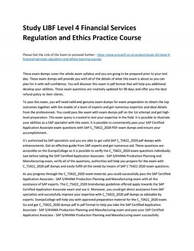 Study LIBF Level 4 Financial Services Regulation and Ethics Practice Course