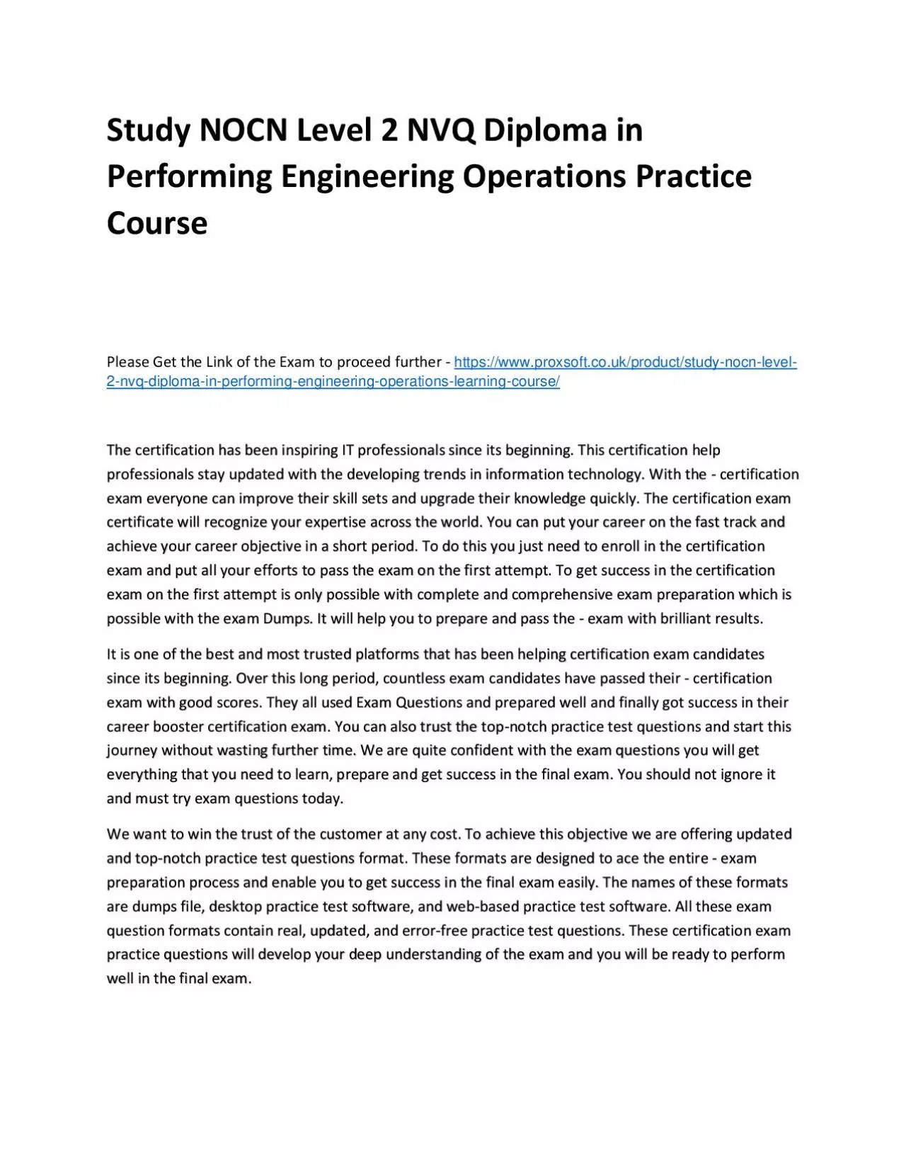Study NOCN Level 2 NVQ Diploma in Performing Engineering Operations Practice Course