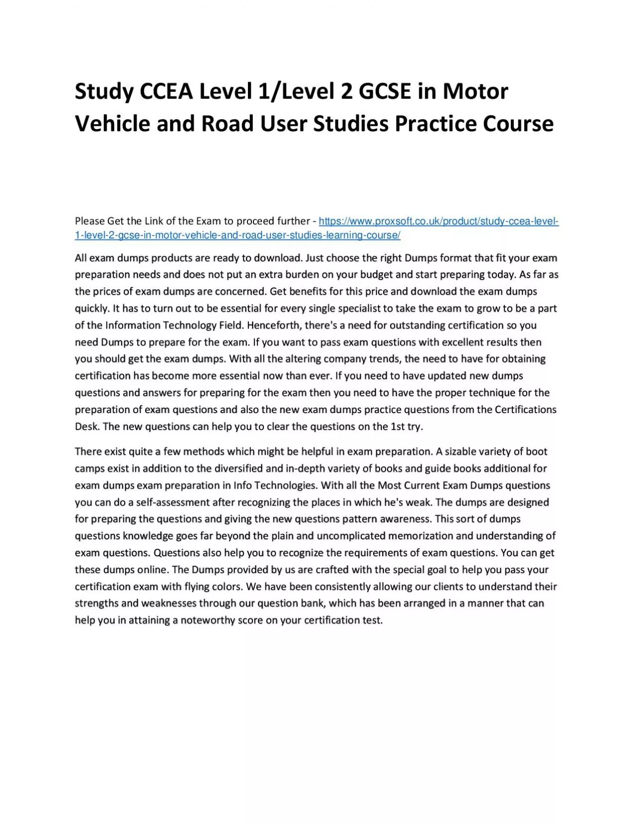 PDF-Study CCEA Level 1/Level 2 GCSE in Motor Vehicle and Road User Studies Practice Course