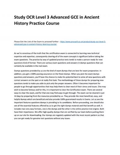 Study OCR Level 3 Advanced GCE in Ancient History Practice Course