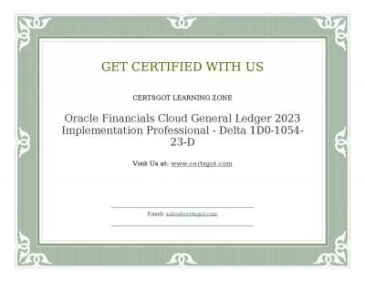 Oracle Financials Cloud General Ledger 2023 Implementation Professional - Delta 1D0-1054-23-D