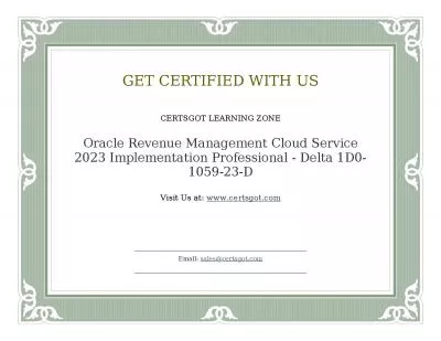 Oracle Revenue Management Cloud Service 2023 Implementation Professional - Delta 1D0-1059-23-D