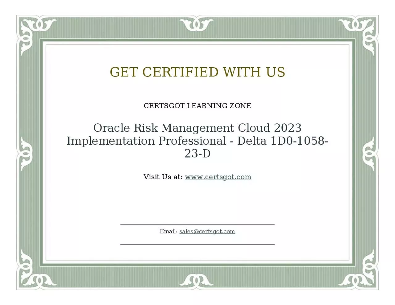 PDF-Oracle Risk Management Cloud 2023 Implementation Professional - Delta 1D0-1058-23-D