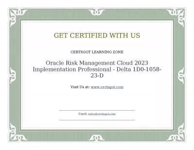 Oracle Risk Management Cloud 2023 Implementation Professional - Delta 1D0-1058-23-D