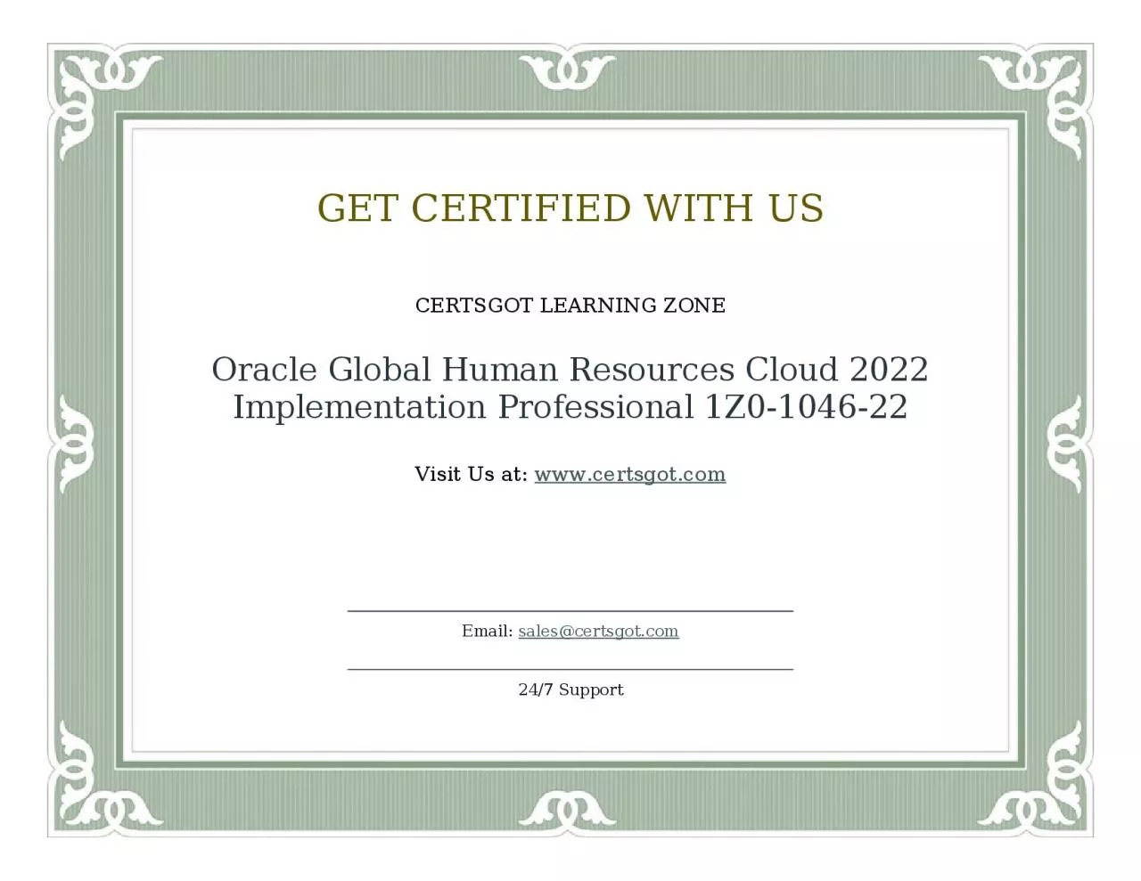 PDF-Oracle Global Human Resources Cloud 2022 Implementation Professional 1Z0-1046-22