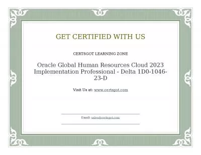 Oracle Global Human Resources Cloud 2023 Implementation Professional - Delta 1D0-1046-23-D