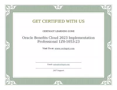 Oracle Benefits Cloud 2023 Implementation Professional 1Z0-1053-23