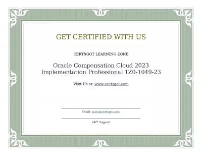 Oracle Compensation Cloud 2023 Implementation Professional 1Z0-1049-23