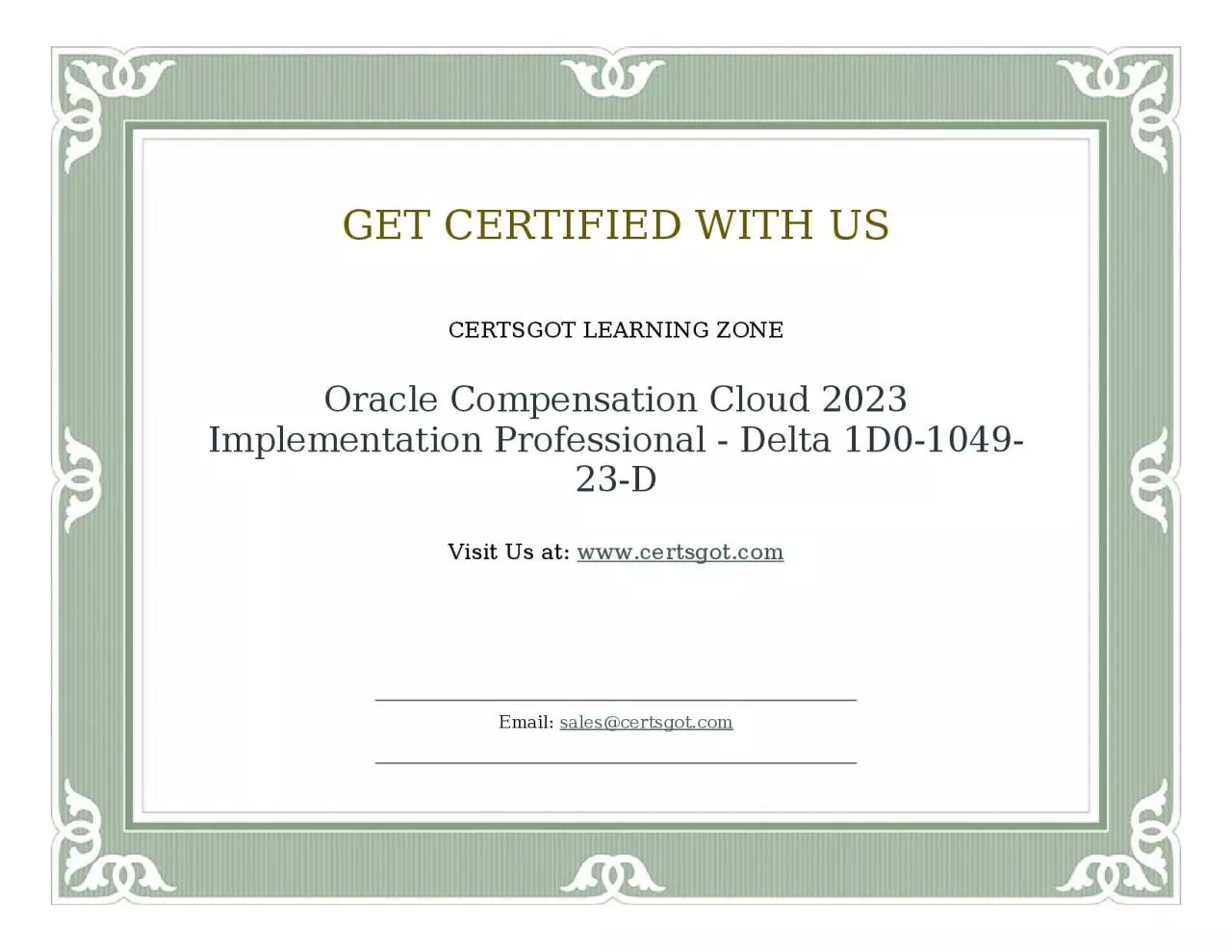 PDF-Oracle Compensation Cloud 2023 Implementation Professional - Delta 1D0-1049-23-D