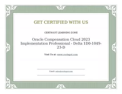 Oracle Compensation Cloud 2023 Implementation Professional - Delta 1D0-1049-23-D