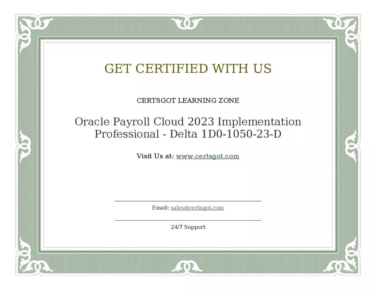 PDF-Oracle Payroll Cloud 2023 Implementation Professional - Delta 1D0-1050-23-D