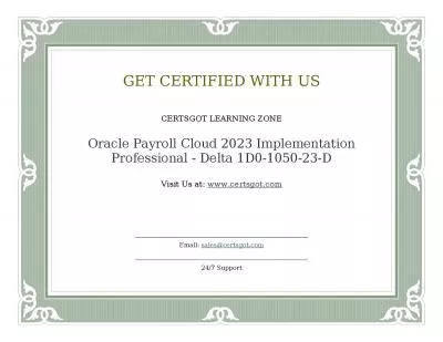 Oracle Payroll Cloud 2023 Implementation Professional - Delta 1D0-1050-23-D