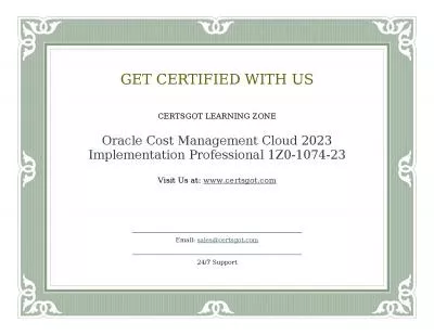 Oracle Cost Management Cloud 2023 Implementation Professional 1Z0-1074-23