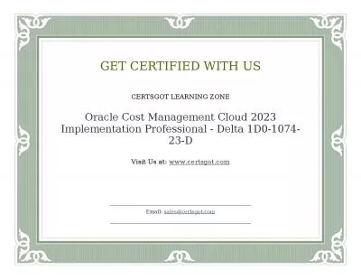 Oracle Cost Management Cloud 2023 Implementation Professional - Delta 1D0-1074-23-D