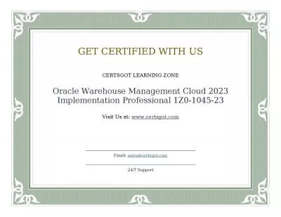 Oracle Warehouse Management Cloud 2023 Implementation Professional 1Z0-1045-23