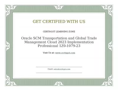 Oracle SCM Transportation and Global Trade Management Cloud 2023 Implementation Professional