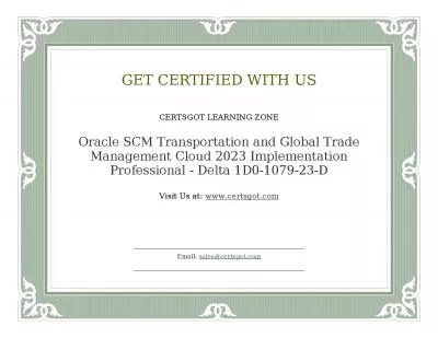 Oracle SCM Transportation and Global Trade Management Cloud 2023 Implementation Professional - Delta 1D0-1079-23-D