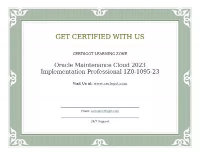 Oracle Maintenance Cloud 2023 Implementation Professional 1Z0-1095-23