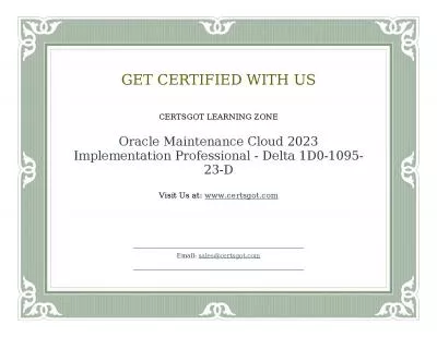 Oracle Maintenance Cloud 2023 Implementation Professional - Delta 1D0-1095-23-D