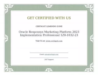 Oracle Responsys Marketing Platform 2023 Implementation Professional 1Z0-1032-23