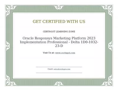 Oracle Responsys Marketing Platform 2023 Implementation Professional - Delta 1D0-1032-23-D