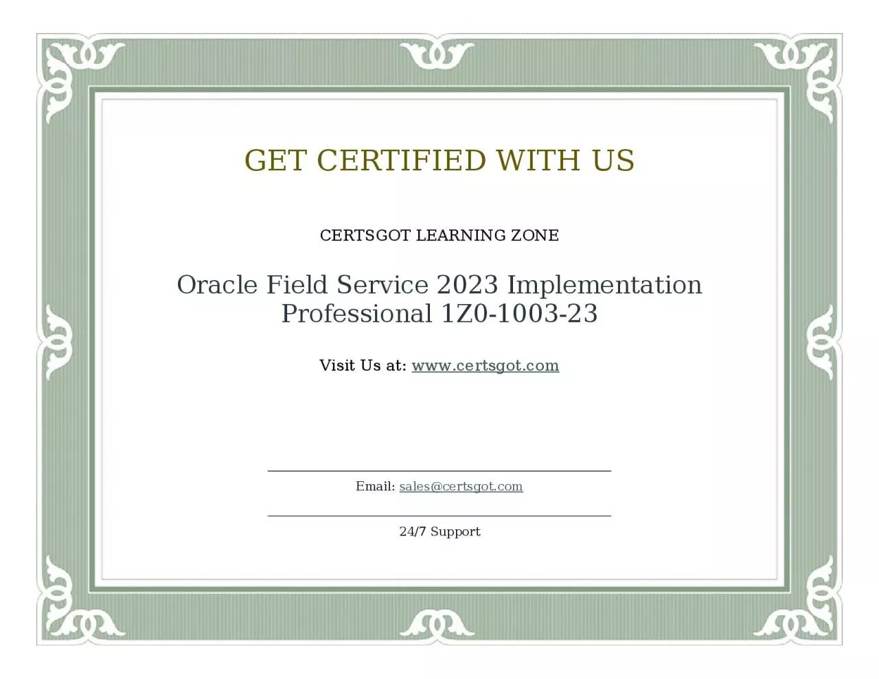 PDF-Oracle Field Service 2023 Implementation Professional 1Z0-1003-23