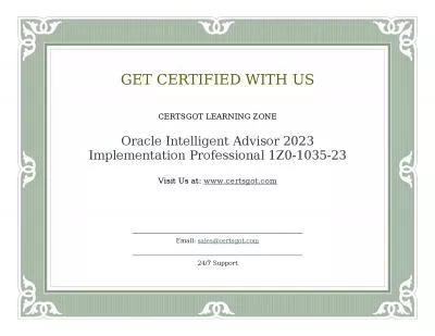 Oracle Intelligent Advisor 2023 Implementation Professional 1Z0-1035-23