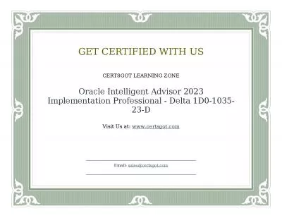 Oracle Intelligent Advisor 2023 Implementation Professional - Delta 1D0-1035-23-D