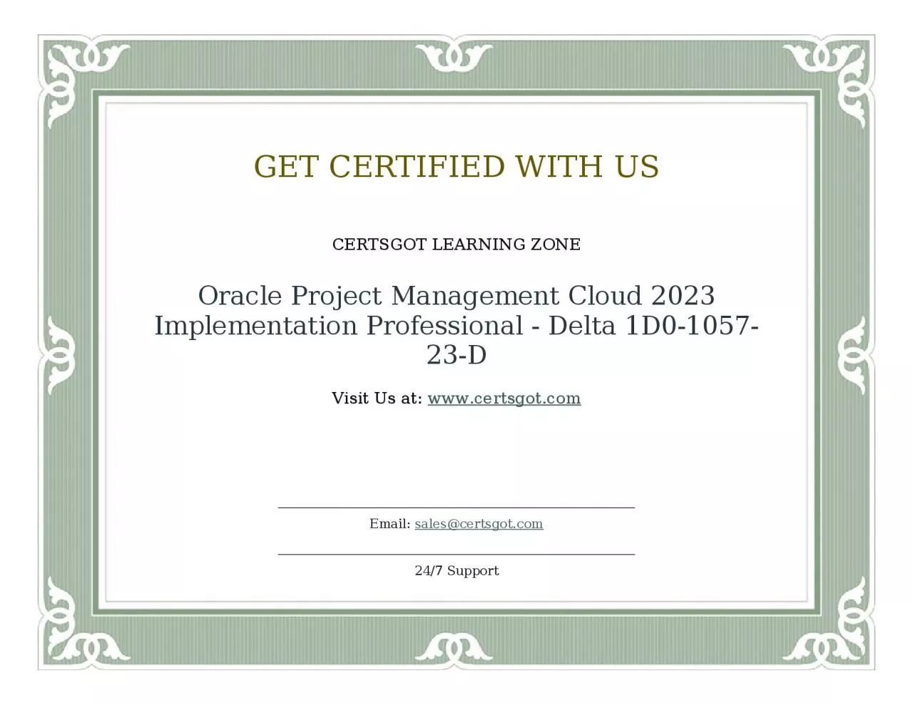 PDF-Oracle Project Management Cloud 2023 Implementation Professional - Delta 1D0-1057-23-D