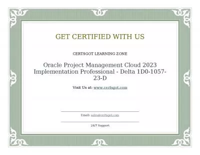 Oracle Project Management Cloud 2023 Implementation Professional - Delta 1D0-1057-23-D