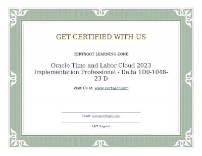 Oracle Time and Labor Cloud 2023 Implementation Professional - Delta 1D0-1048-23-D