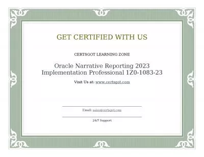 Oracle Narrative Reporting 2023 Implementation Professional 1Z0-1083-23