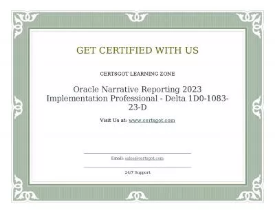 Oracle Narrative Reporting 2023 Implementation Professional - Delta 1D0-1083-23-D