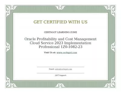 Oracle Profitability and Cost Management Cloud Service 2023 Implementation Professional