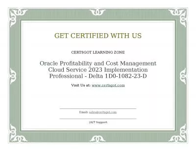 Oracle Profitability and Cost Management Cloud Service 2023 Implementation Professional - Delta 1D0-1082-23-D