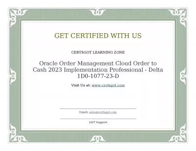 Oracle Order Management Cloud Order to Cash 2023 Implementation Professional - Delta 1D0-1077-23-D
