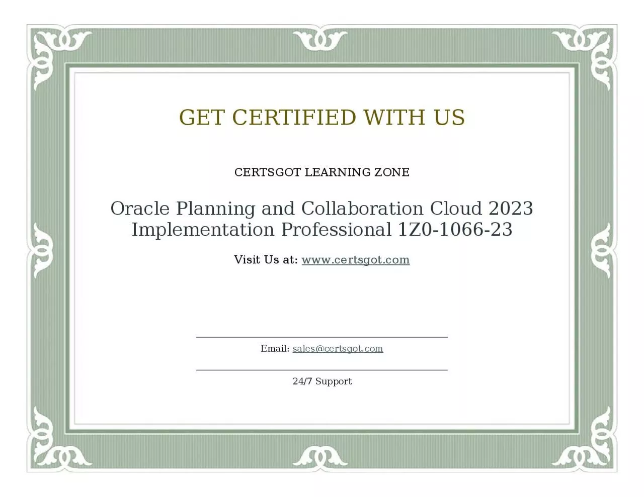 PDF-Oracle Planning and Collaboration Cloud 2023 Implementation Professional 1Z0-1066-23