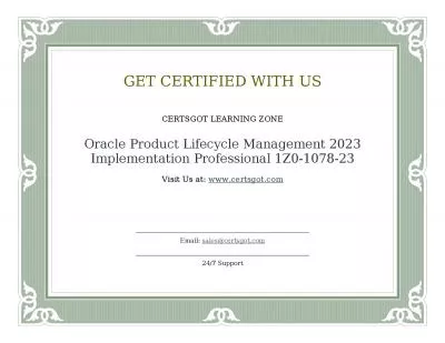 Oracle Product Lifecycle Management 2023 Implementation Professional 1Z0-1078-23