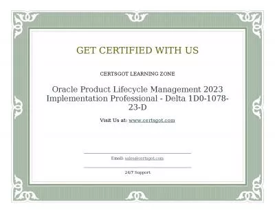 Oracle Product Lifecycle Management 2023 Implementation Professional - Delta 1D0-1078-23-D