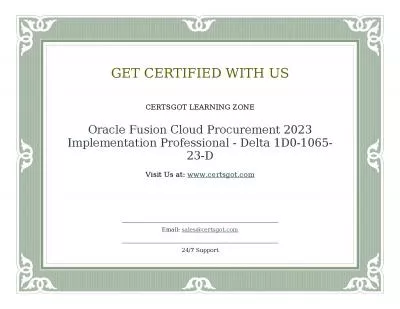 Oracle Fusion Cloud Procurement 2023 Implementation Professional - Delta 1D0-1065-23-D