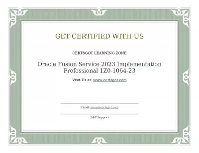 Oracle Fusion Service 2023 Implementation Professional 1Z0-1064-23