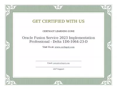 Oracle Fusion Service 2023 Implementation Professional - Delta 1D0-1064-23-D