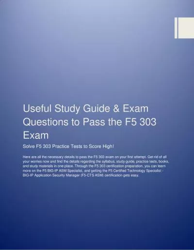 Useful Study Guide & Exam Questions to Pass the F5 303 Exam