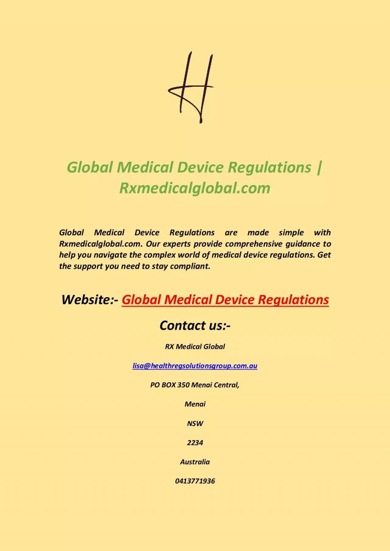 PDF-Global Medical Device Regulations | Rxmedicalglobal.com