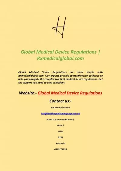 Global Medical Device Regulations | Rxmedicalglobal.com