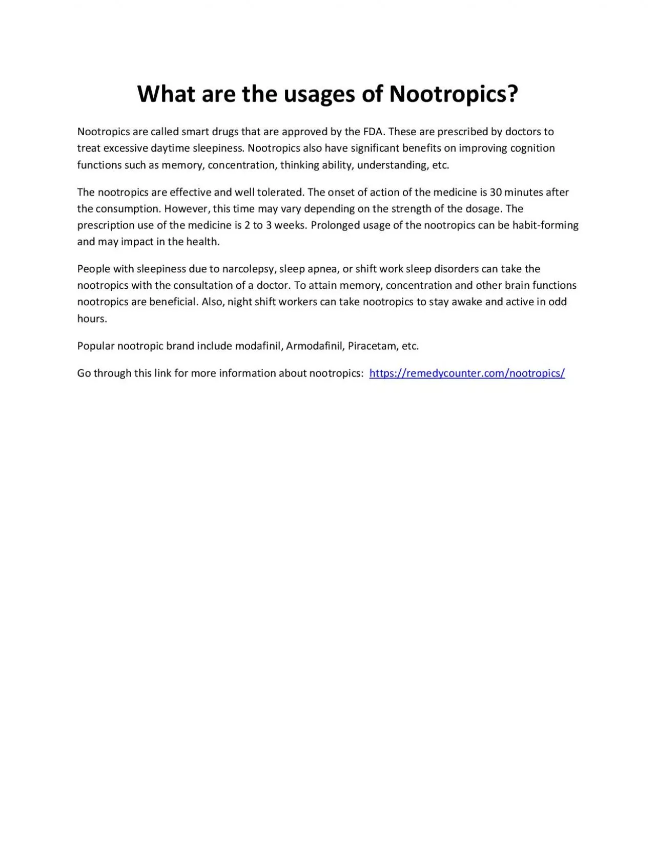 PDF-What are the usages of Nootropics?