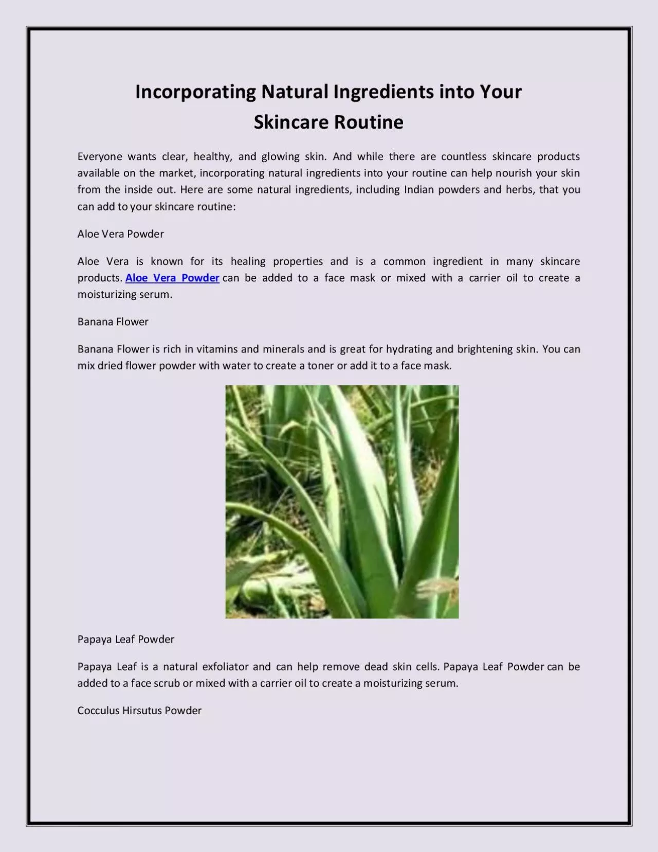 PDF-Incorporating Natural Ingredients into Your Skincare Routine