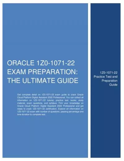 Oracle 1Z0-1071-22 Exam Preparation: The Ultimate Guide