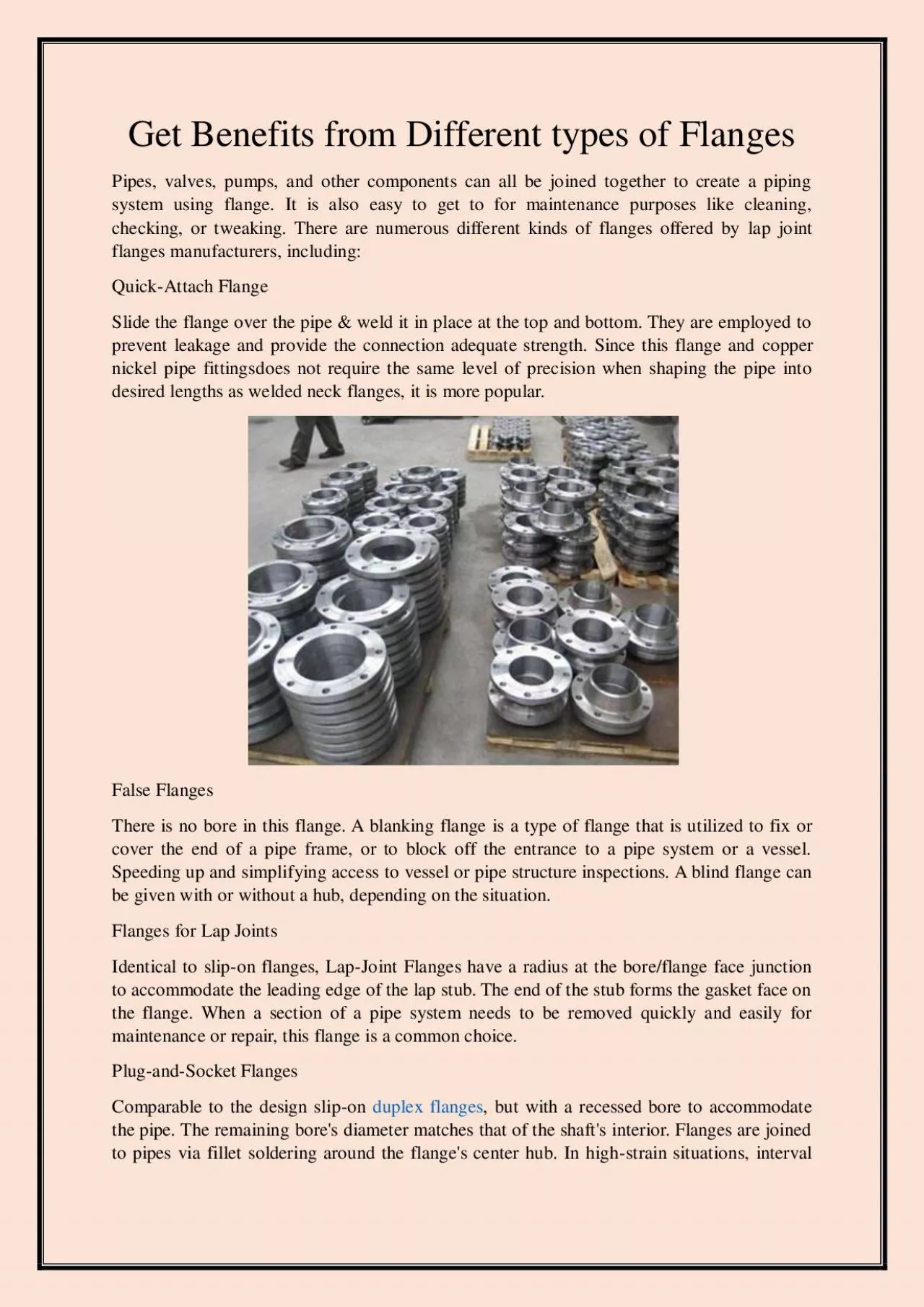 PDF-Get Benefits from Different types of Flanges