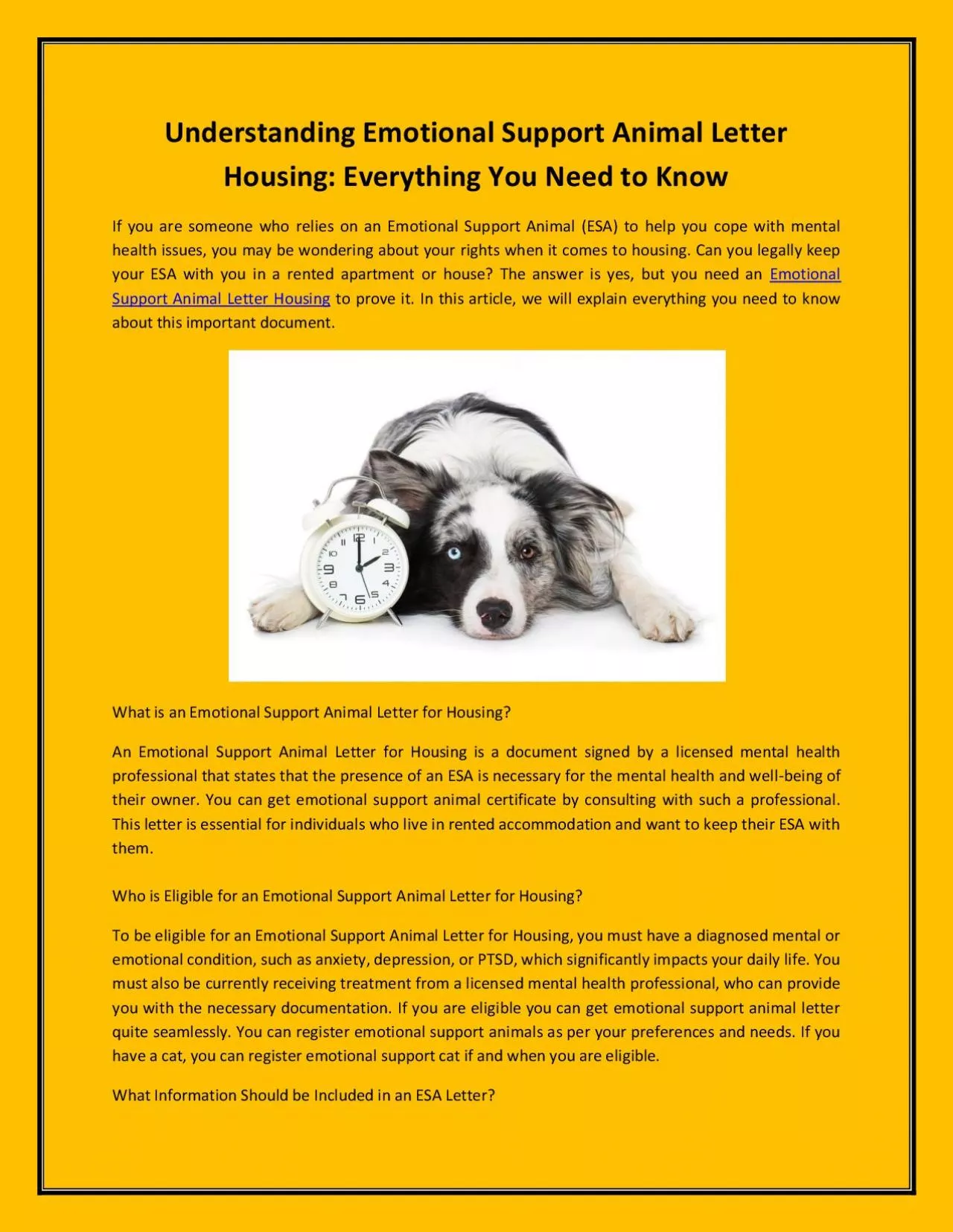 Understanding Emotional Support Animal Letter Housing: Everything You Need to Know